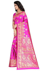 Women's Pure Soft Kanjivaram Silk Saree Banarasi Design Style With Blouse Piece for Wedding