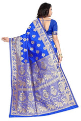 Women's Pure Soft Kanjivaram Silk Saree Banarasi Design Style With Blouse Piece for Wedding