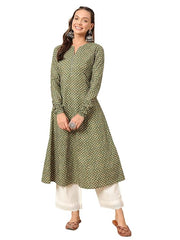 Womens Cotton Regular Fit Floral Printed A-Line Kurta, Indian Kurta for women, Partywear kurta