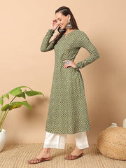 Womens Cotton Regular Fit Floral Printed A-Line Kurta, Indian Kurta for women, Partywear kurta