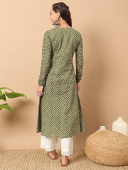 Womens Cotton Regular Fit Floral Printed A-Line Kurta, Indian Kurta for women, Partywear kurta