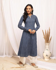 Womens Cotton Regular Fit Floral Printed A-Line Kurta, Indian Kurta for women, Partywear kurta