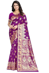 Women's Pure Soft Kanjivaram Silk Saree Banarasi Design Style With Blouse Piece for Wedding