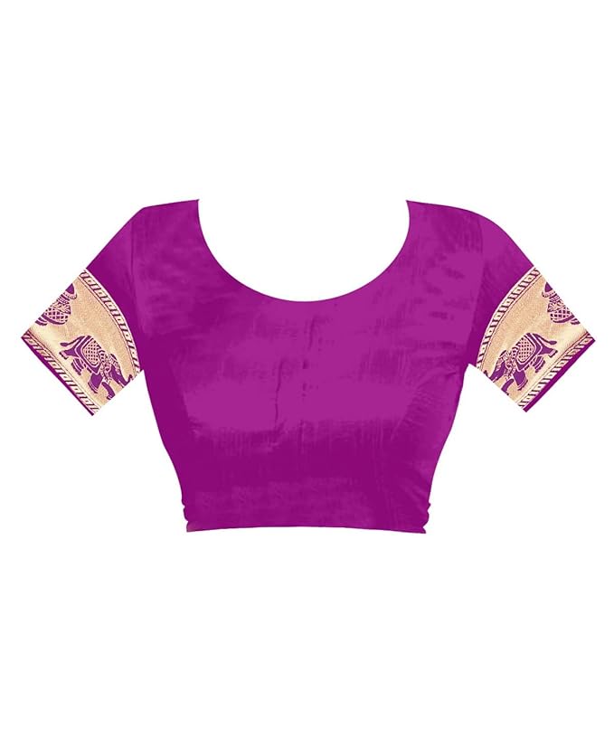 Women's Pure Soft Kanjivaram Silk Saree Banarasi Design Style With Blouse Piece for Wedding