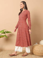 Womens Cotton Regular Fit Floral Printed A-Line Kurta, Indian Kurta for women, Partywear kurta