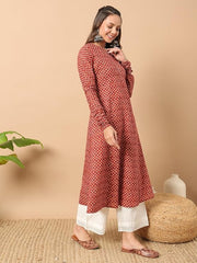 Womens Cotton Regular Fit Floral Printed A-Line Kurta, Indian Kurta for women, Partywear kurta