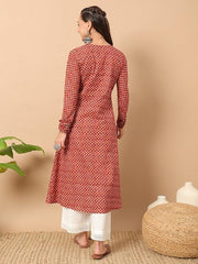 Womens Cotton Regular Fit Floral Printed A-Line Kurta, Indian Kurta for women, Partywear kurta