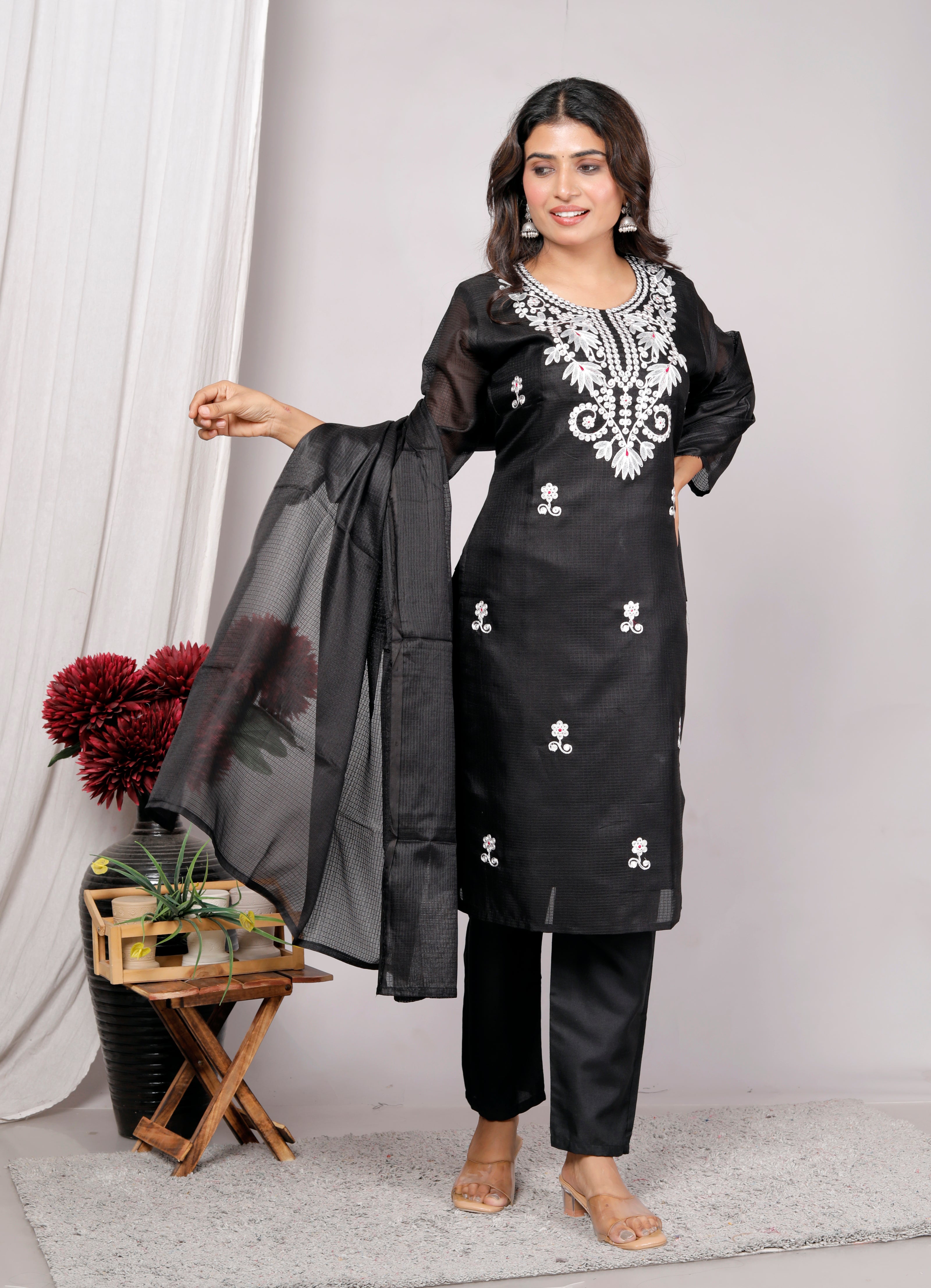 Kurta Dupatta Pant Set For Women, Indian Salwar Suit , Stitched Suit Set for Women, Partywear suit