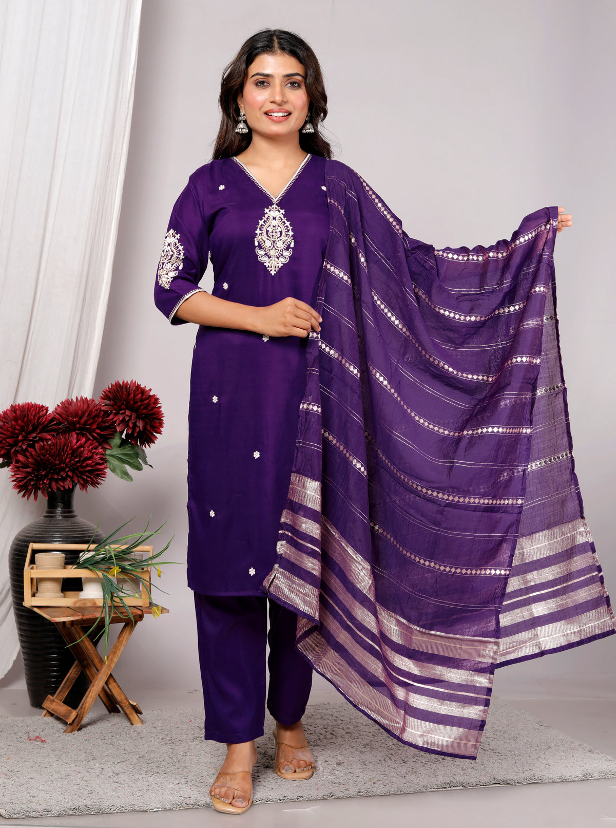 Kurta Dupatta Pant Set For Women, Indian Salwar Suit , Stitched Suit Set for Women, Partywear suit