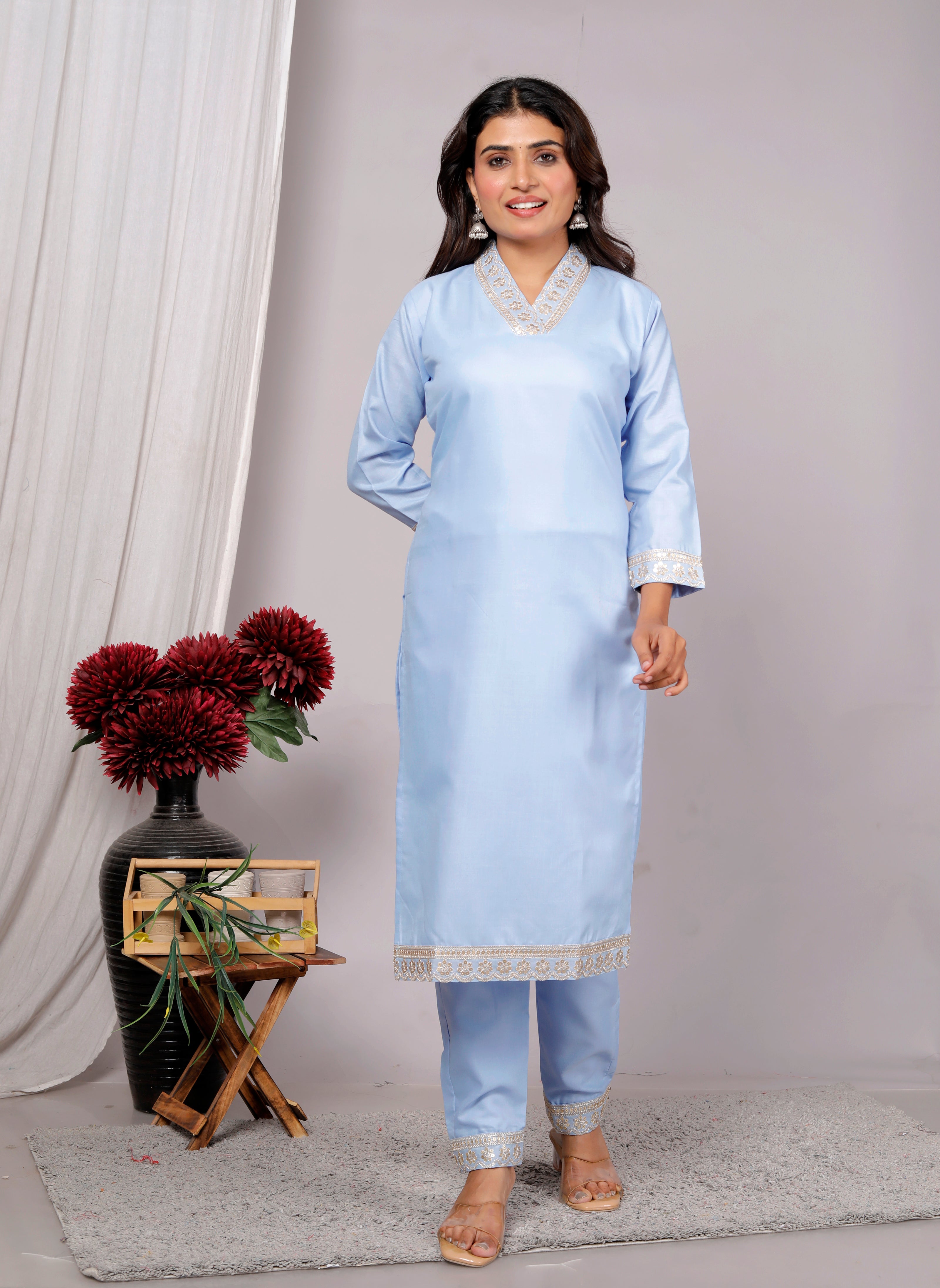 Kurta Dupatta Pant Set For Women, Indian Salwar Suit , Stitched Suit Set for Women, Partywear suit