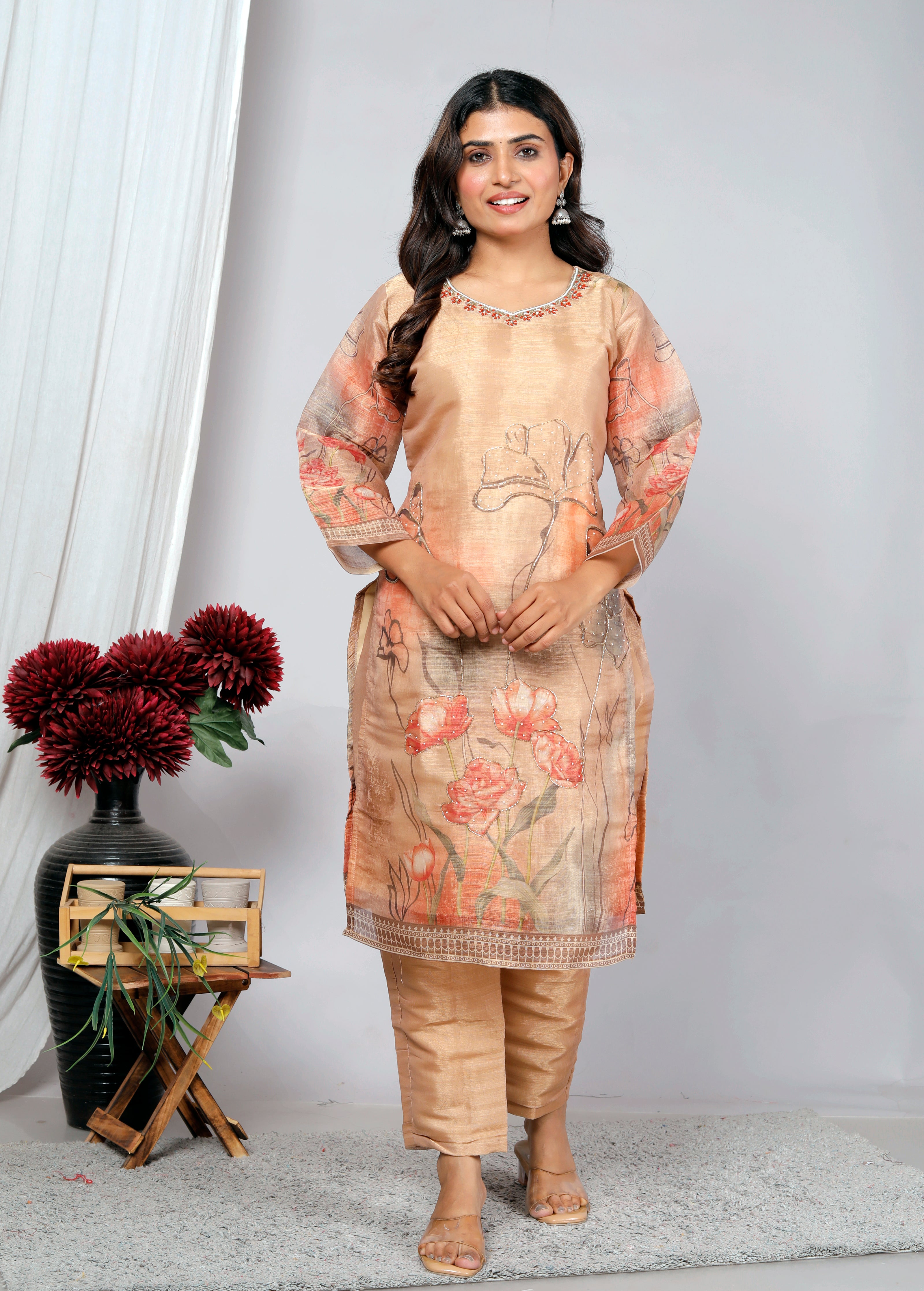 Partywear Salwar Suit For Women , Kurta Dupatta Set For Women (Handmade Work Finish)