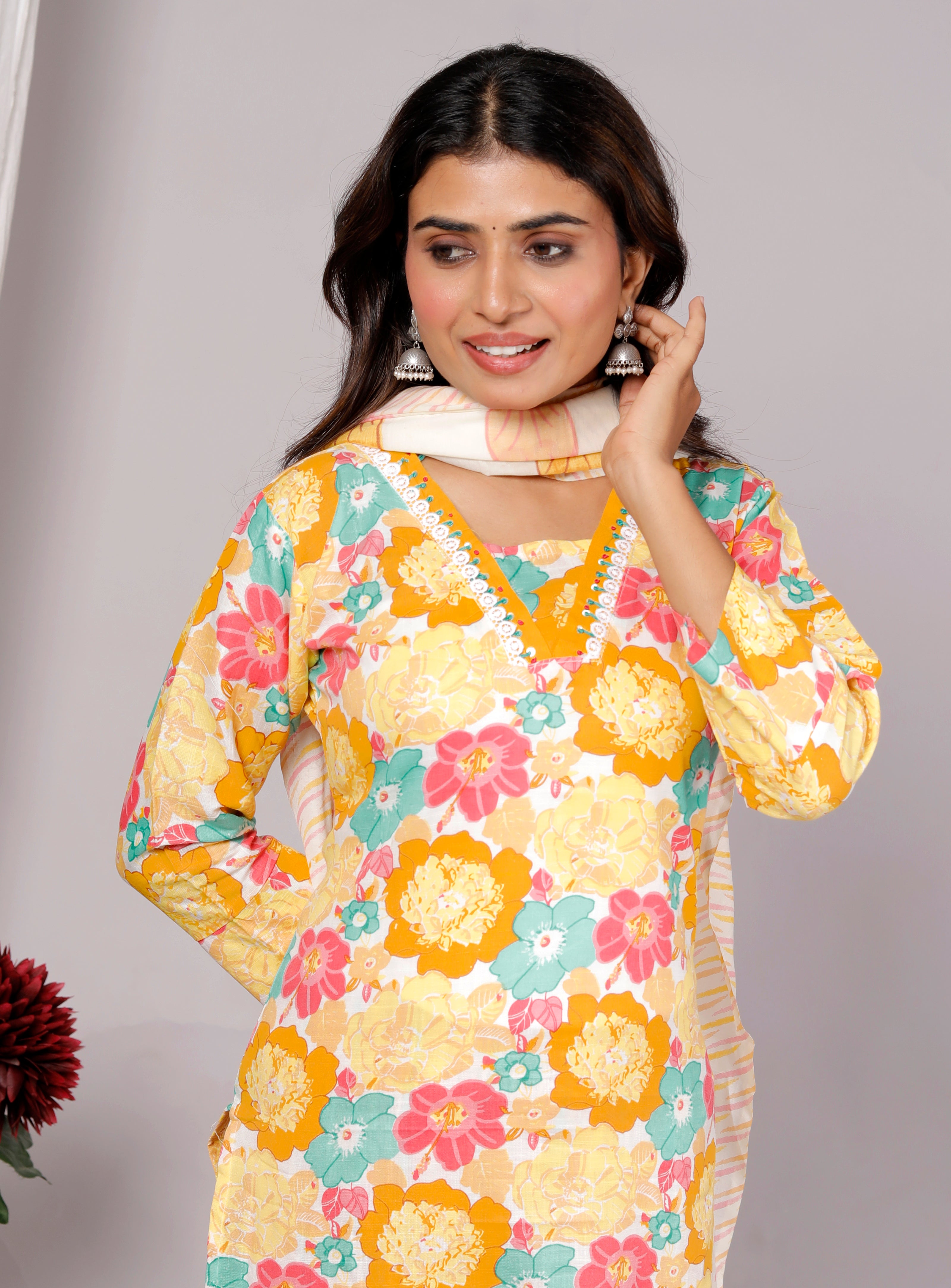 Kurta Dupatta Pant Set For Women, Indian Salwar Suit , Stitched Suit Set for Women, Partywear suit