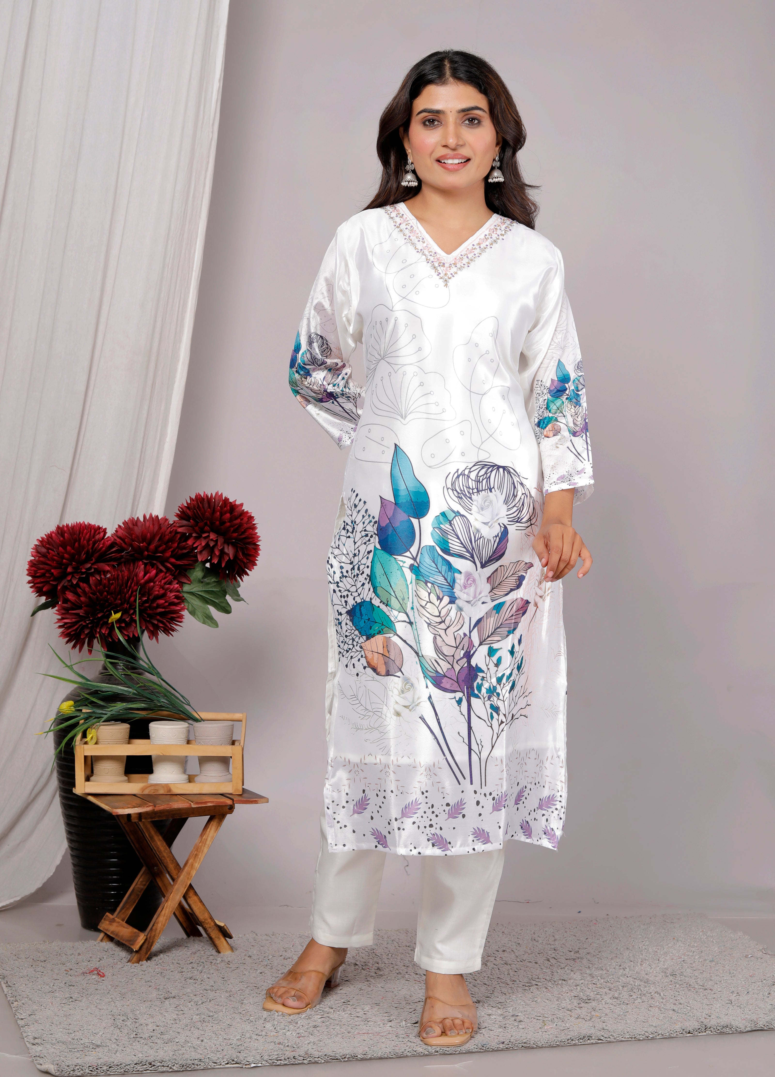 Kurta Dupatta Pant Set For Women, Indian Salwar Suit , Stitched Suit Set for Women, Partywear suit