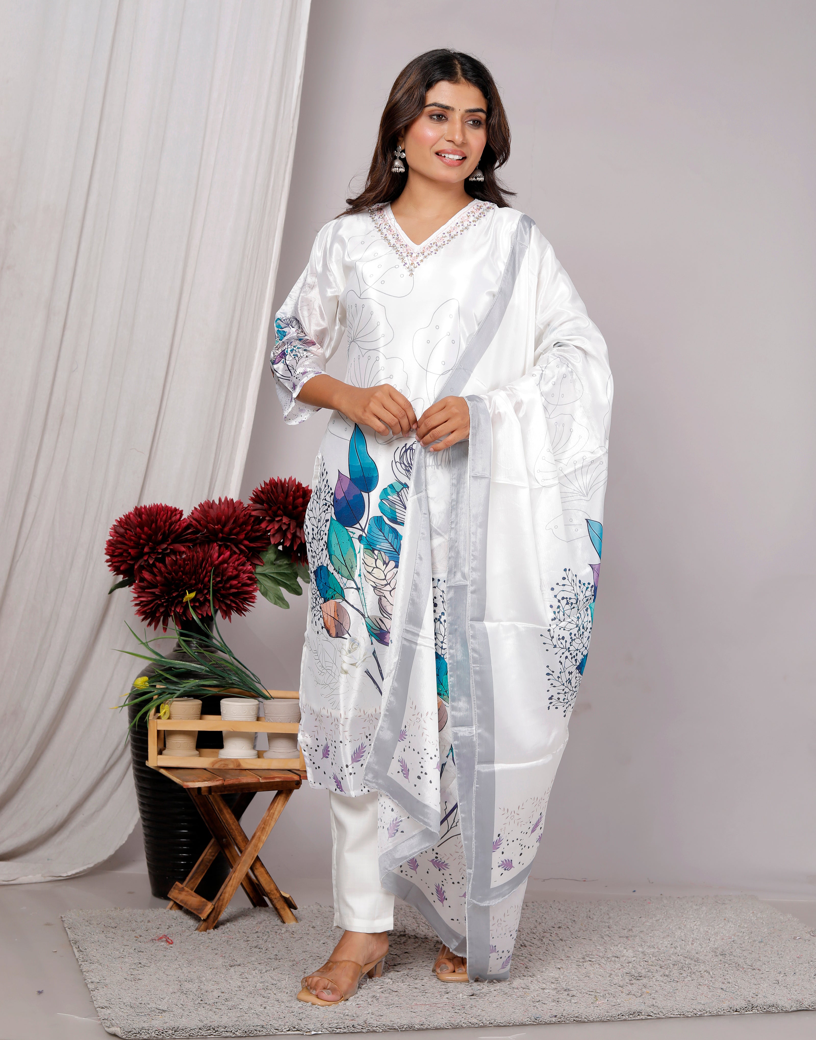 Kurta Dupatta Pant Set For Women, Indian Salwar Suit , Stitched Suit Set for Women, Partywear suit