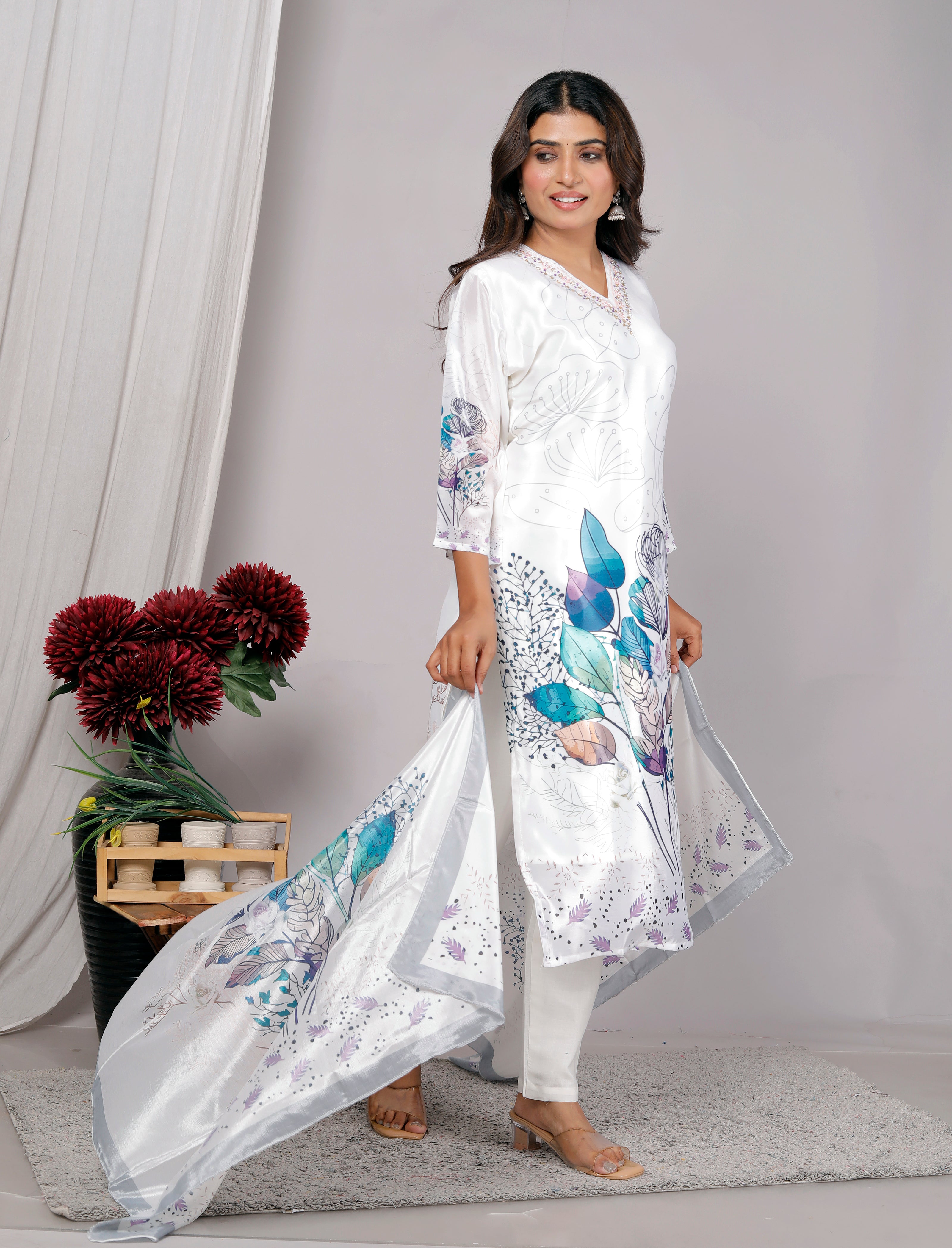 Kurta Dupatta Pant Set For Women, Indian Salwar Suit , Stitched Suit Set for Women, Partywear suit