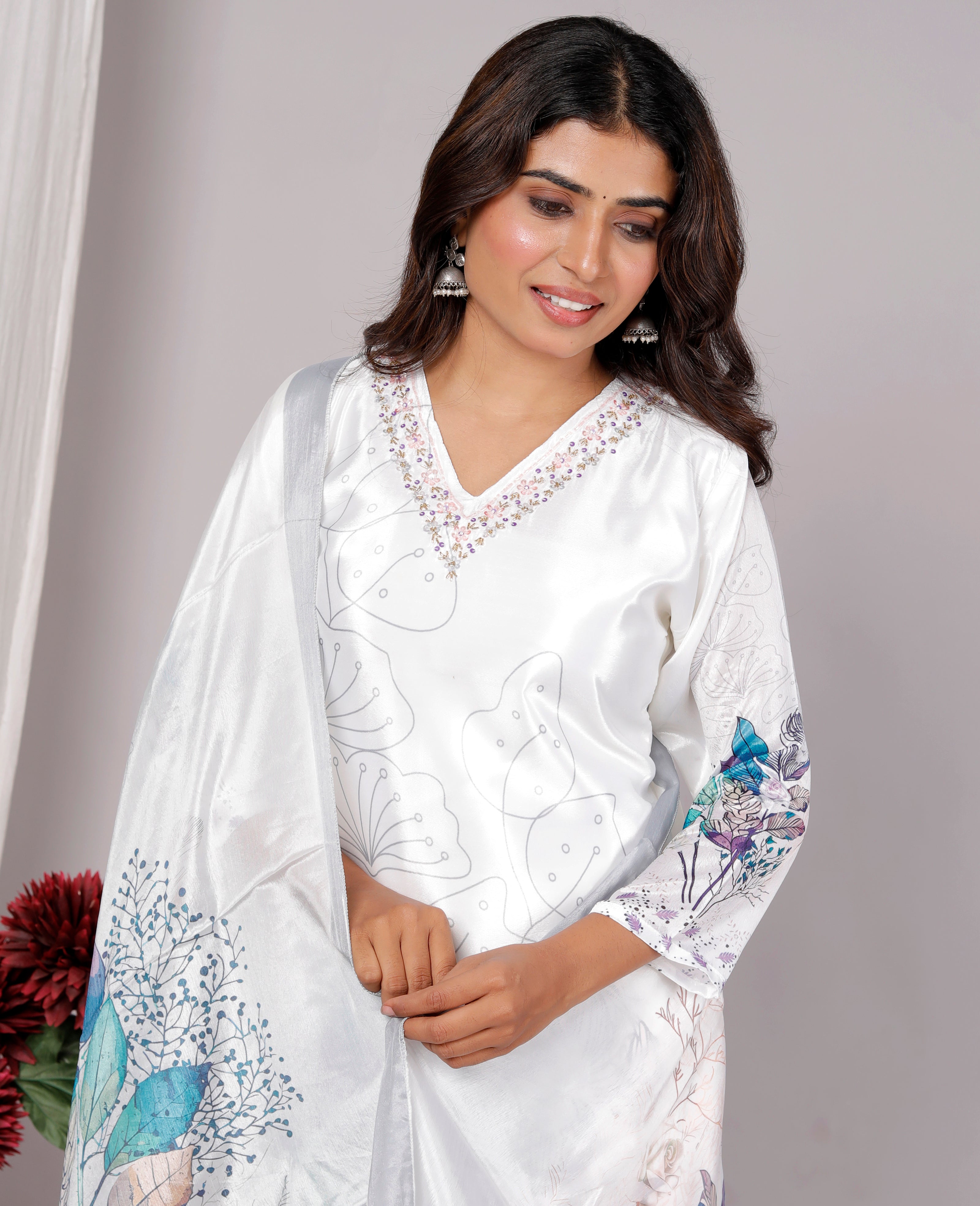 Kurta Dupatta Pant Set For Women, Indian Salwar Suit , Stitched Suit Set for Women, Partywear suit