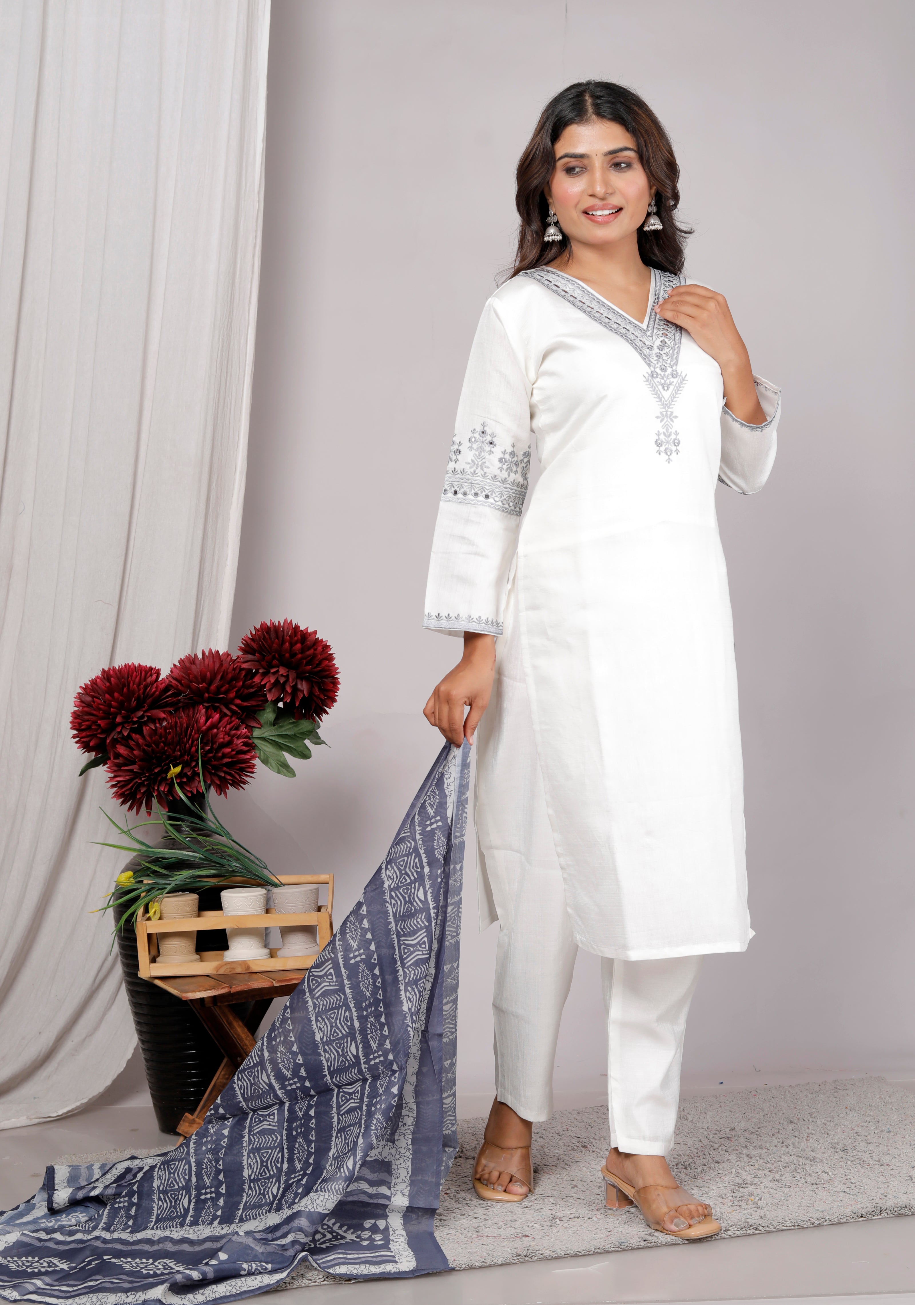 Kurta Dupatta Pant Set For Women, Indian Salwar Suit , Stitched Suit Set for Women, Partywear suit