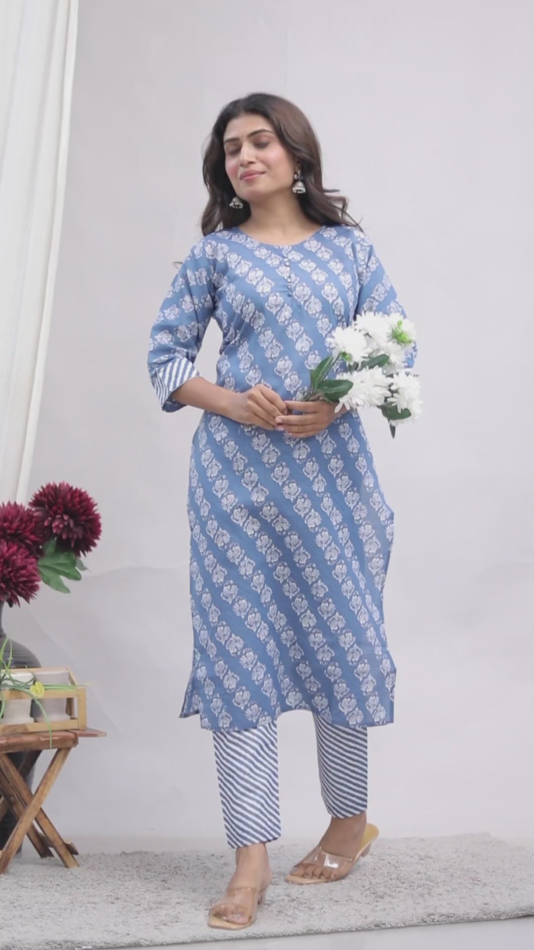 Cotton Kurta Pant Set For Women, Indian Salwar Suit , Stitched Suit Set for Women, Dailywear suit