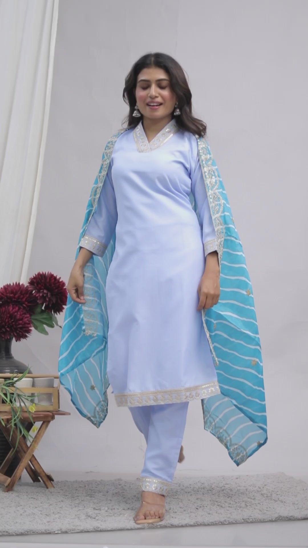 Kurta Dupatta Pant Set For Women, Indian Salwar Suit , Stitched Suit Set for Women, Partywear suit