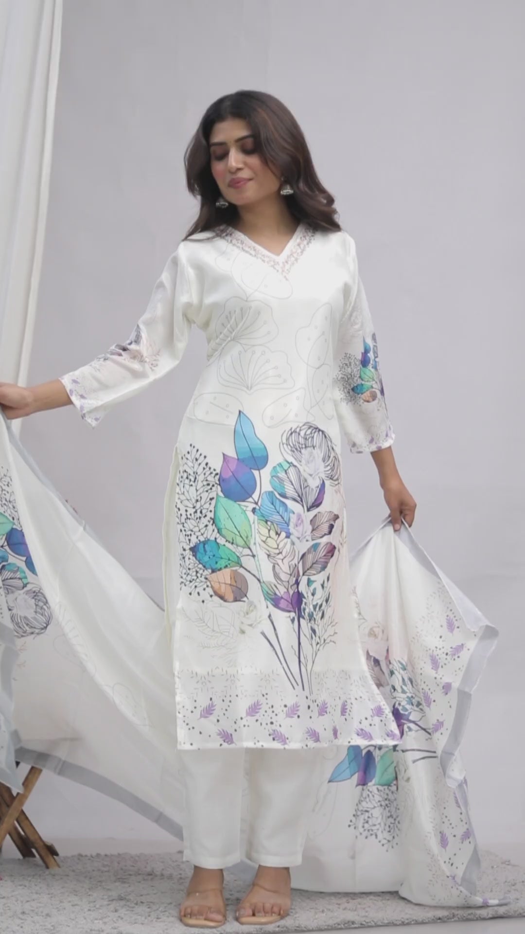 Kurta Dupatta Pant Set For Women, Indian Salwar Suit , Stitched Suit Set for Women, Partywear suit