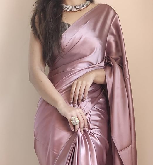Women's Saree Ready To Wear Saree with unstitched Blouse - Rose Gold