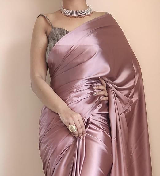 Women's Saree Ready To Wear Saree with unstitched Blouse - Rose Gold