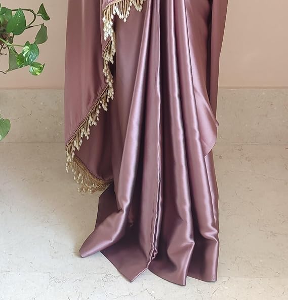Women's Saree Ready To Wear Saree with unstitched Blouse - Rose Gold