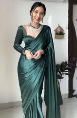 Women's Saree Ready To Wear Saree with unstitched Blouse - Green