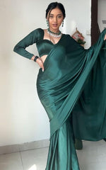 Women's Saree Ready To Wear Saree with unstitched Blouse - Green