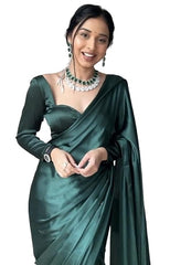 Women's Saree Ready To Wear Saree with unstitched Blouse - Green