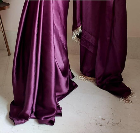 Women's Saree Ready To Wear Saree with unstitched Blouse - Wine